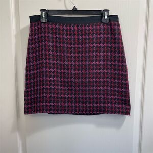 LOFT Petite Houndstooth Tweed Mini Skirt Women's Size 8 Multicolor
